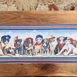 NEW! 4 Rolls VTG 20yds Raymond Waites Wallpaper Border Baseball Cap Dogs Puppies